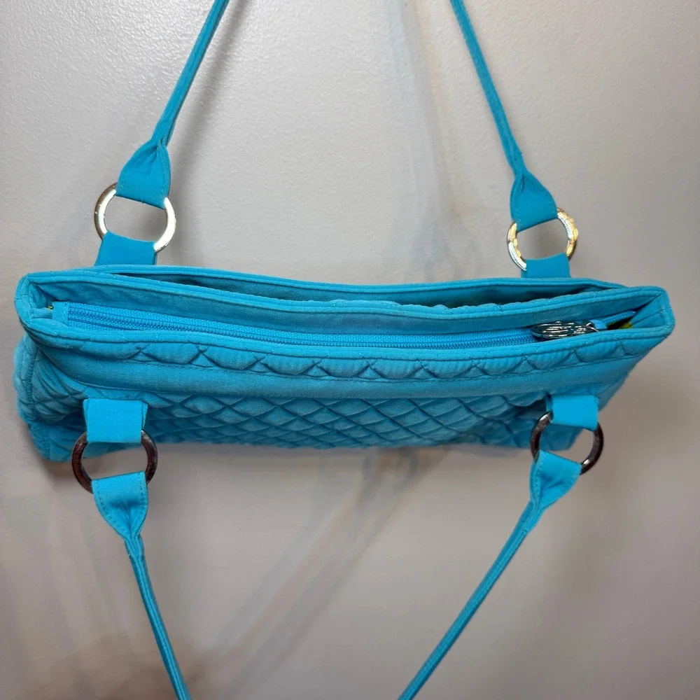 Vera Bradley Turquoise Blue Microfiber Quilted Shoulder Bag Purse